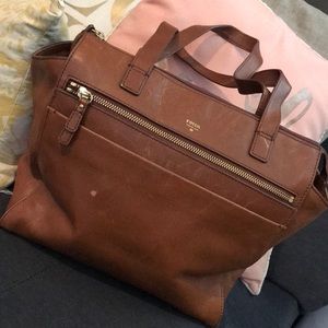 Brown leather fossil bag